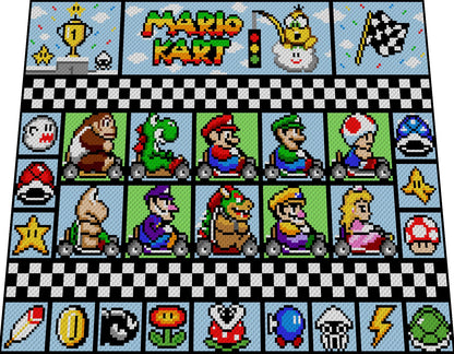 EXTANSiON Pack 2 - MARiO KART- XXL blanket - Super Mario inspired XL blanket, crochet pattern, graphic for c2c, crochet blanket Super Mario, gamer blanket