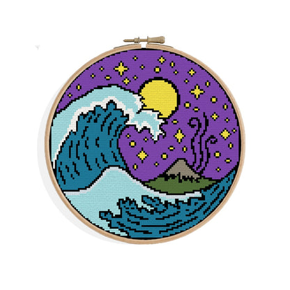 The perfect wave - modern CROSS STITCH PATTERN - nature picture, sea picture