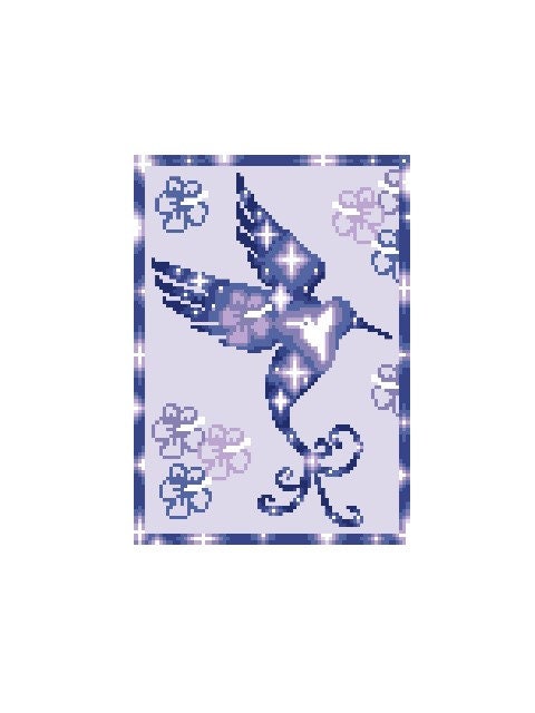KOLIBRI SILHOUETTE, Grafik für C2C, Häkeldecke Ecke zu Ecke,  mit geschriebener & Farb-Block Anleitung