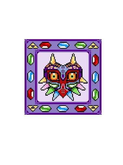Majoras Mask inspirierte Decke - Häkelmuster, Grafik für C2C, Häkeldecke Ecke zu Ecke,  mit geschriebener & Farb-Block Anleitung