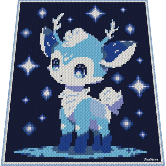 COSMIC DEER, Grafik für C2C Häkeldecke