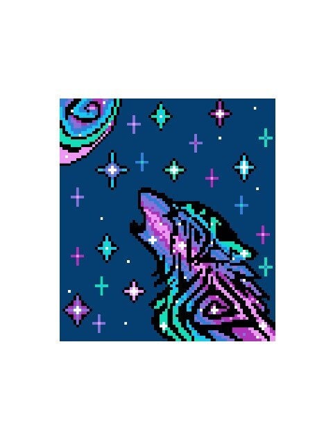 COSMO WOLF, graphic for sc, st, hdc crochet blanket, with written & color block instructions for wolf blanket, crochet animal blanket