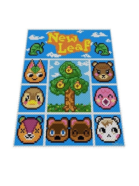 ANIMAL CROSSING - New Leaf inspirierte Decke, Häkelmuster, Grafik für C2C, Häkeldecke Ecke zu Ecke,  mit geschriebener Anleitung