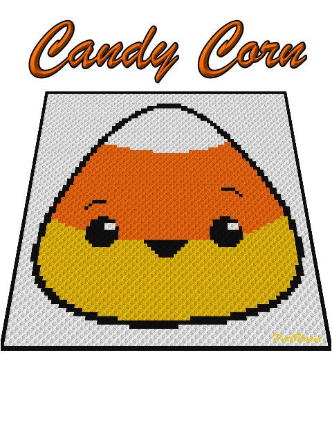 CANDY CORN -  Häkelmuster, Grafik für C2C, Häkeldecke Ecke zu Ecke,  mit geschriebener & Farb-Block Anleitung Zuckerhut, Halloween