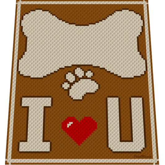 DOG BONES, crochet pattern, graphic for C2C, crochet blanket corner to corner, with written & color block instructions