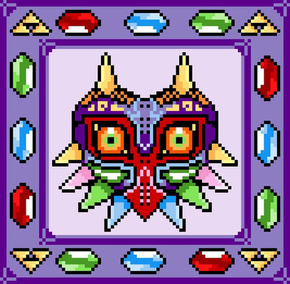 MAJORAS MASK inspiriertes Häkelmuster, Grafik für Fm, Häkeldecke feste Maschen, tunesisch, Stäbchen, geschr & Farb-Block Anleitung