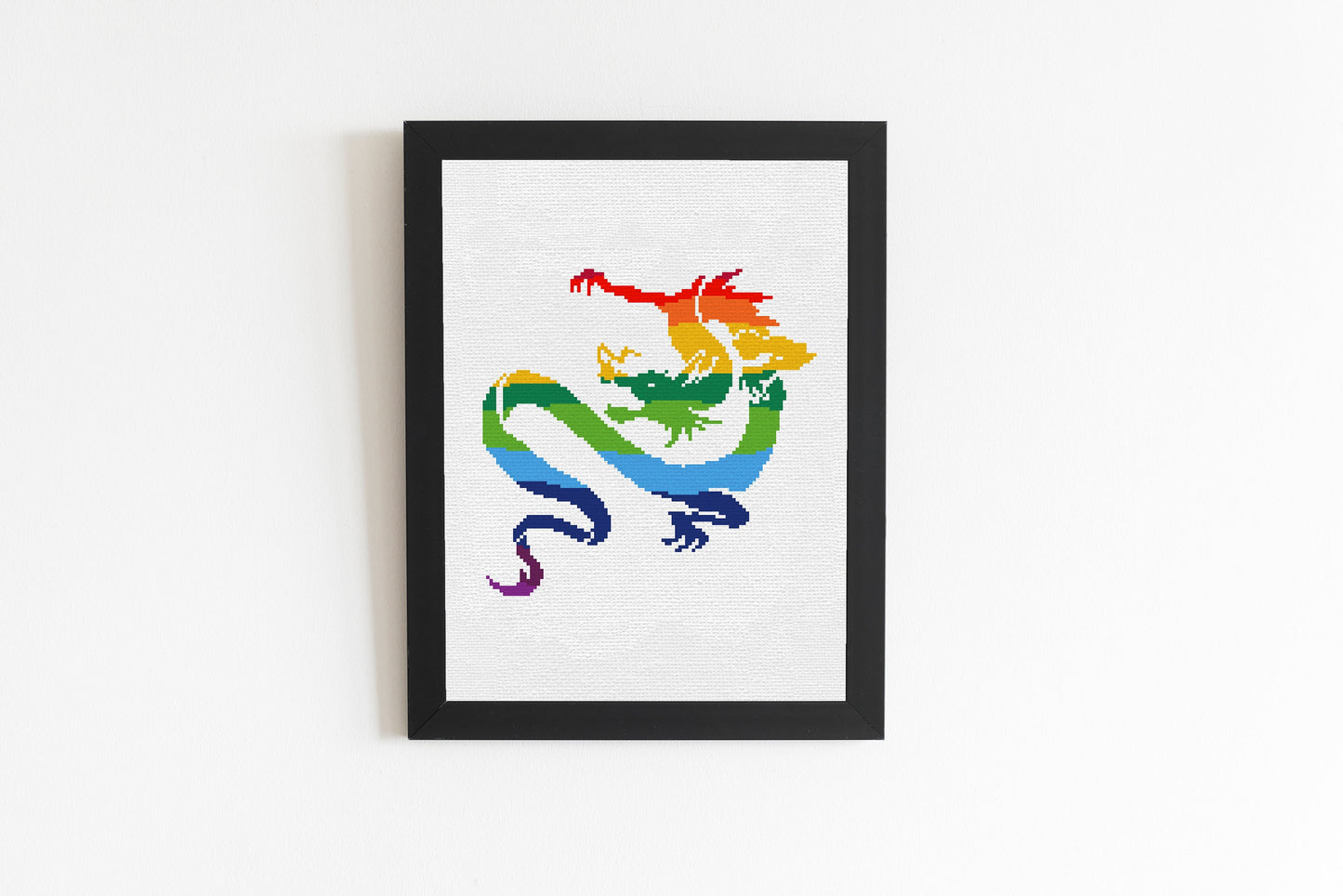 Japanischer Regenbogen Drache - modernes KREUZSTICH MUSTER - Tierbild, Fabelwesen
