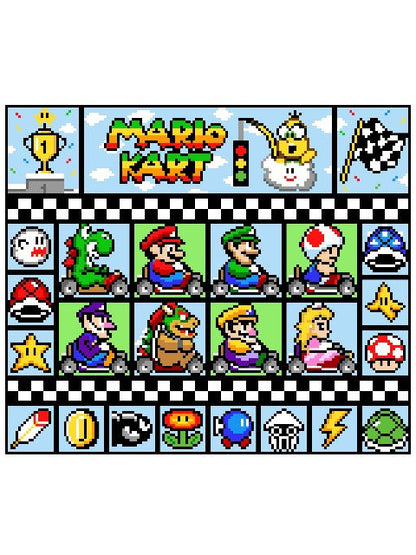 BUNDLE - MARiO KART- XL Decke - Super Mario inspirierte XL-Decke, Häkelmuster, Grafik für c2c, Häkeldecke Super Mario, Gamerdecke