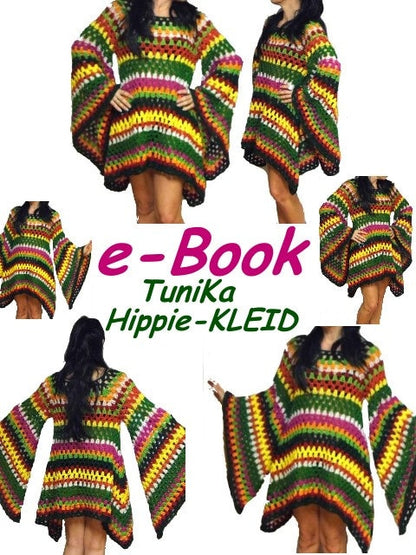 e-Book * hiPPie KLEID - TUNIKA * Häkelanleitung, pdf-Datei, HäkelKLEID, Granny Square,
