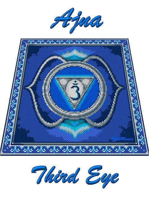 AJNA CHAKRA - drittes Auge -Grafik für C2C Häkeldecke Ecke zu Ecke, Häkelmuster mit geschriebener & Farb-Block Anleitung für Engelsdecke
