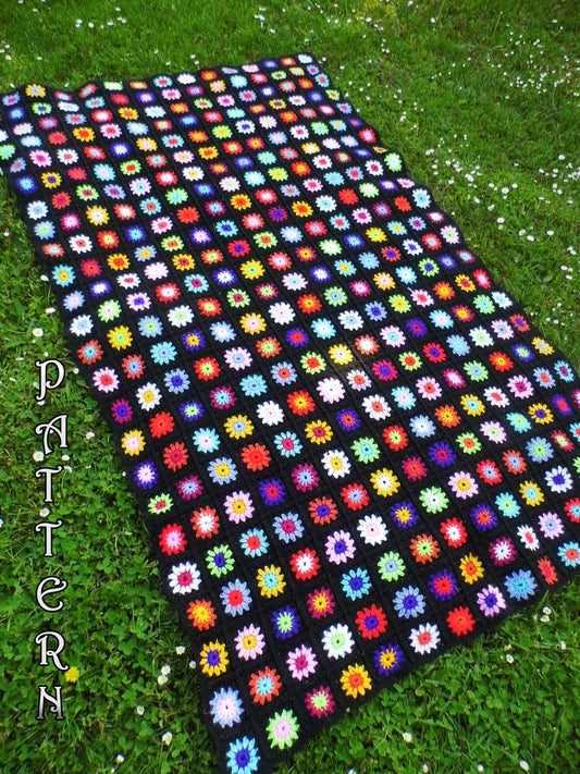 e-Book *Blanket - Blanket FloWer PoWer* Crochet pattern, pdf file, crochet blanket, Granny Square,