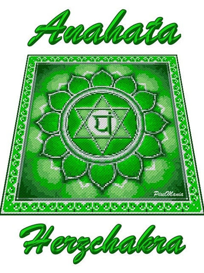 ANAHATA - Herz Chakra -Grafik für C2C Häkeldecke Ecke zu Ecke, Häkelmuster mit geschriebener & Farb-Block Anleitung