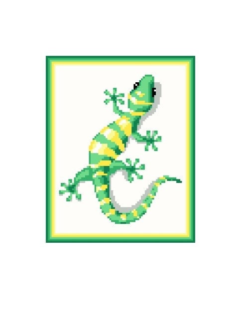 GECKO - Sc crochet pattern, chart for Sc, crochet blanket single stitches, Tunisian, double crochet, sc & color block instructions