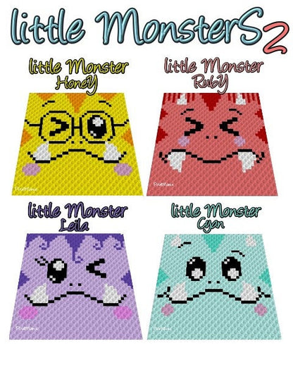 4 liTTle MONSTERS 2, FM crochet pattern, graphic for Fm with written and color-block instructions