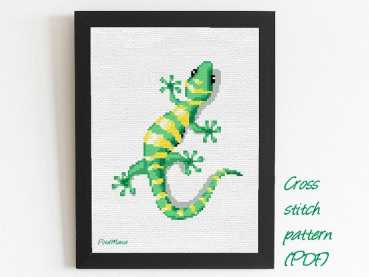 Gecko - modern CROSS STITCH PATTERN - animal picture