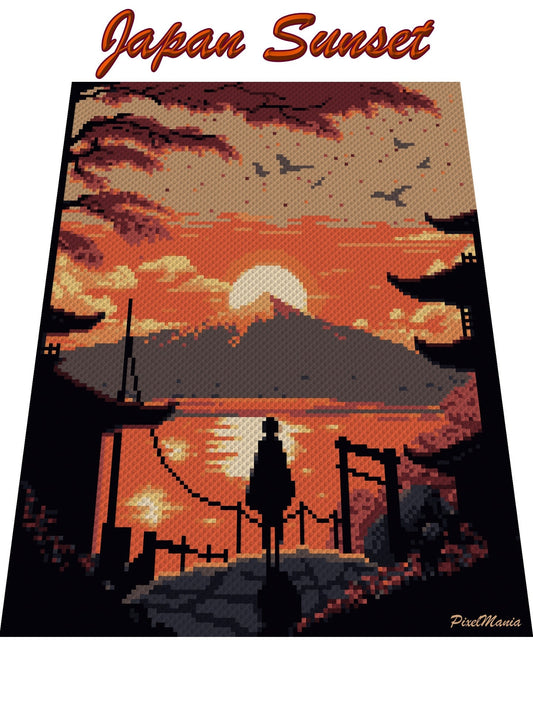 JAPANISCHER SONNENUNTERGANG, Grafik für C2C Häkeldecke