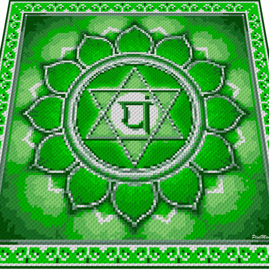 ANAHATA - Herz Chakra -Grafik für C2C Häkeldecke Ecke zu Ecke, Häkelmuster mit geschriebener & Farb-Block Anleitung