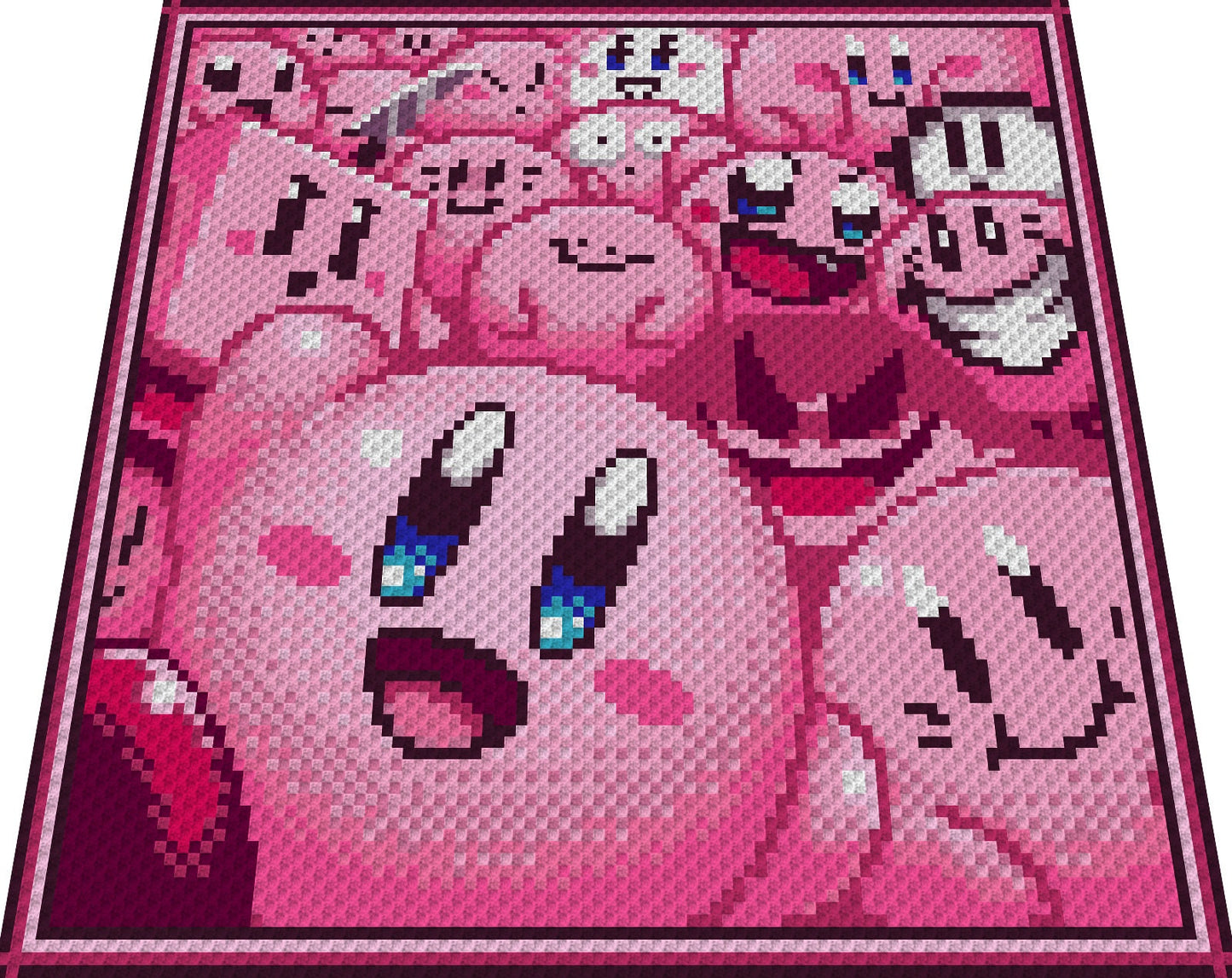 KIRBY INVASION -  Grafik für C2C Häkeldecke