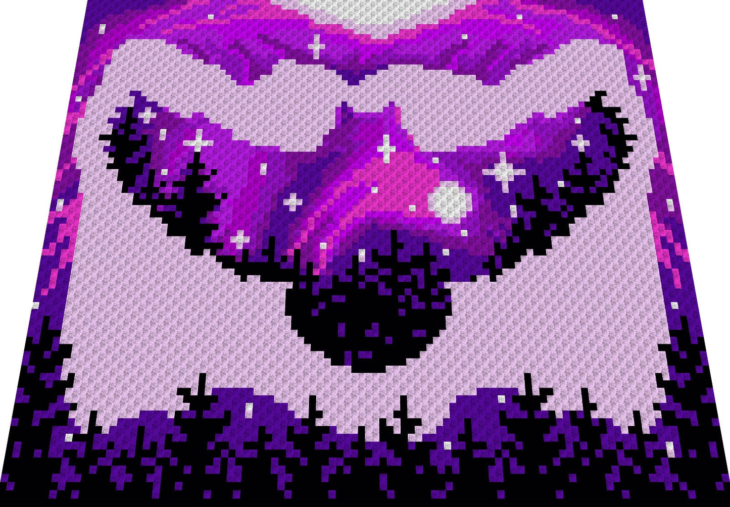EULE SILHOUETTE - pink, Grafik für C2C, Häkeldecke Ecke zu Ecke,  mit geschriebener & Farb-Block Anleitung