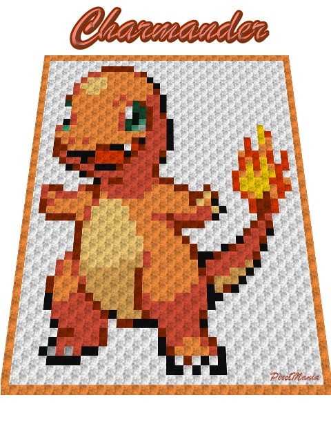 BUNDLE - Glumanda, Glutexo, Glurak - POKÉMON inspirierte C2C - Häkelmuster
