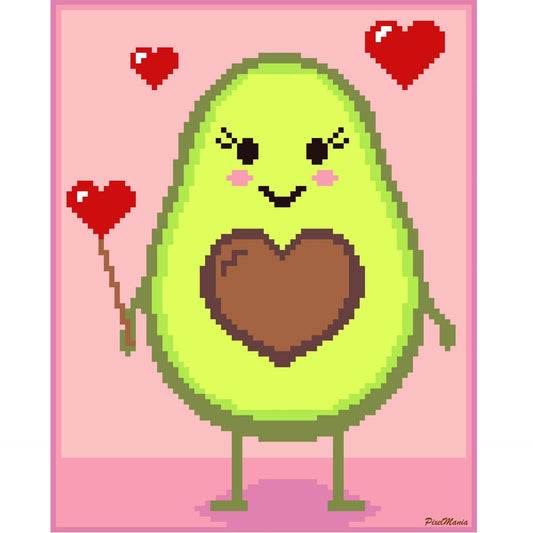 AVOCADO GIRL, Fm Häkelmuster, Grafik für Fm, Häkeldecke feste Maschen, tunesisch, Stäbchen, mit geschriebener & Farb-Block Anleitung