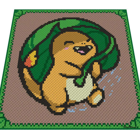 GLUMANDA - POKEMON inspirierte Häkelmuster, Grafik für C2C, Häkeldecke Ecke zu Ecke,  mit geschr. & Farb-Block Anleitung,  kleiner Drache