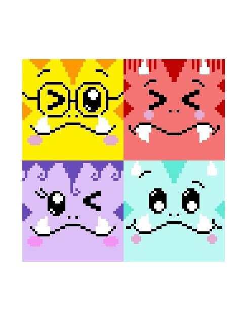 4 liTTle MONSTERS 2, FM Häkelmuster, Grafik für Fm mit geschriebener u. Farb-Block Anleitung
