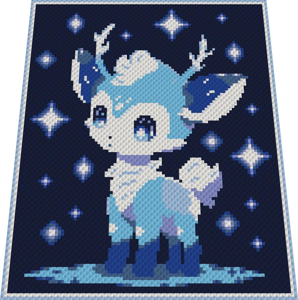 COSMIC DEER, Grafik für C2C Häkeldecke