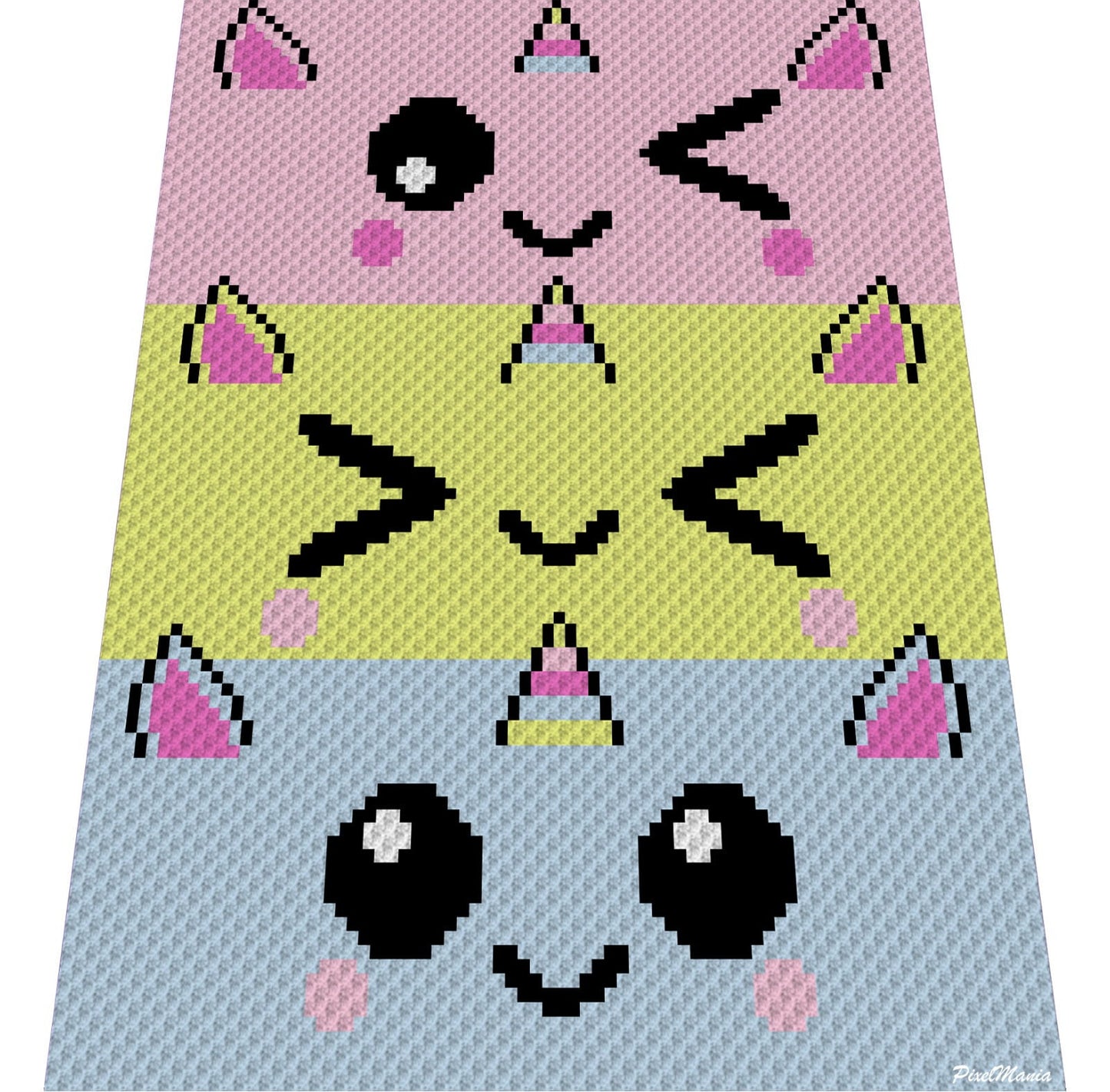 3 liTTle uniCorns, Häkelmuster, Grafik für C2C, Häkeldecke Ecke zu Ecke,  mit Anleitung