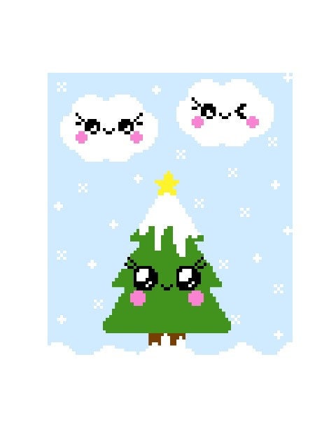 BAUM Let it snow, Fm Häkelmuster, Grafik für Fm, Häkeldecke feste Maschen, tunesisch, Stäbchen, mit geschriebener & Farb-Block Anleitung