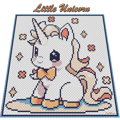 EINHORN, Grafik für C2C Häkeldecke, LITTLE UNICORN