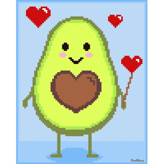 AVOCADO BOY, Fm Häkelmuster, Grafik für Fm, Häkeldecke feste Maschen, tunesisch, Stäbchen, mit geschriebener & Farb-Block Anleitung