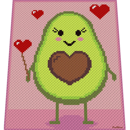 AVOCADO GIRL, Häkelmuster, Grafik für C2C, Häkeldecke Ecke zu Ecke,  mit geschriebener & Farb-Block Anleitung