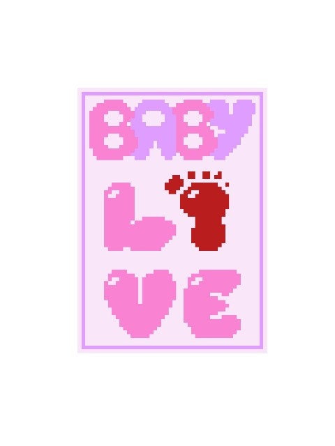 BABY LOVE GirL, Häkelmuster, Grafik für Fm, Häkeldecke feste Maschen, tunesisch, Stäbchen, mit geschriebener & Farb-Block Anleitung