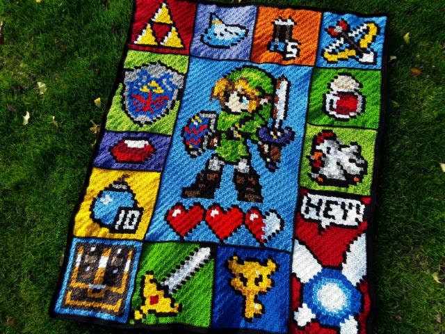 The Legend of Zelda inspirierte Decke, Häkelmuster, Grafik für C2C, Häkeldecke Ecke zu Ecke,  mit geschriebener Anleitung