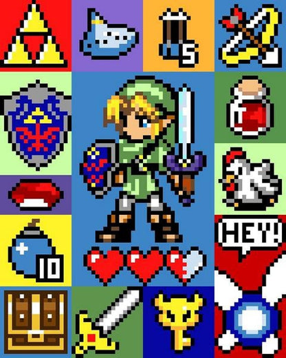 The Legend of Zelda inspirierte Decke, Häkelmuster, Grafik für C2C, Häkeldecke Ecke zu Ecke,  mit geschriebener Anleitung