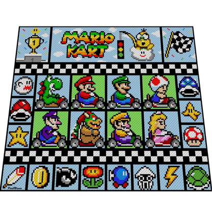 EXTANSiON Pack 1 - MARiO KART- XL Decke - Super Mario inspirierte XL-Decke, Häkelmuster, Grafik für c2c, Häkeldecke Super Mario, Gamerdecke