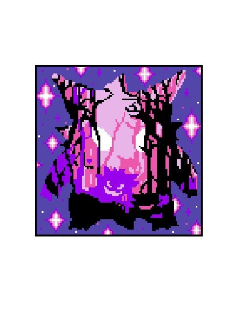 GENGAR Pokémon - Silhouette inspirierte Decke - Häkelmuster, Grafik für C2C, Häkeldecke Ecke zu Ecke,  mit geschr. & Farb-Block Anleitung