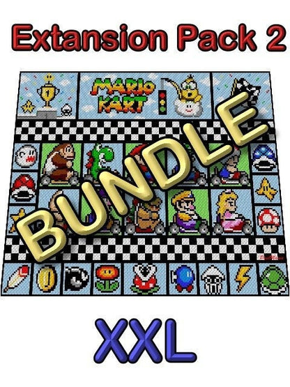 BUNDLE - MARiO KART- XXL Decke - Super Mario inspirierte XXL-Decke, Häkelmuster, Grafik für c2c, Häkeldecke Super Mario, Gamerdecke
