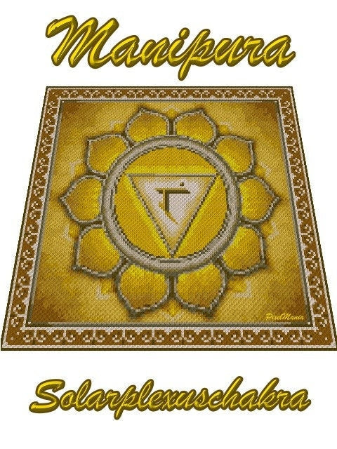 MANIPURA - Solarplexuschakra -Grafik für C2C Häkeldecke Ecke zu Ecke, Häkelmuster mit geschriebener & Farb-Block Anleitung