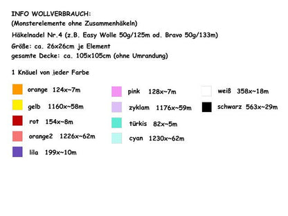 4 liTTle MONSTERS 2, FM crochet pattern, graphic for Fm with written and color-block instructions