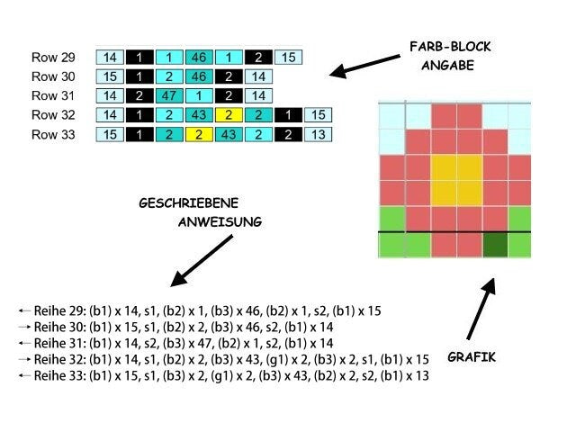 DINO DippY - LANGHALS, Fm Häkelmuster, Grafik für Fm, Häkeldecke feste Maschen, tunesisch, Stäbchen, geschr & Farb-Block Anleitung