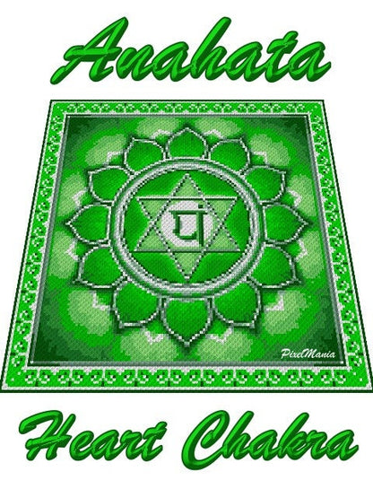 ANAHATA - Herz Chakra -Grafik für C2C Häkeldecke Ecke zu Ecke, Häkelmuster mit geschriebener & Farb-Block Anleitung