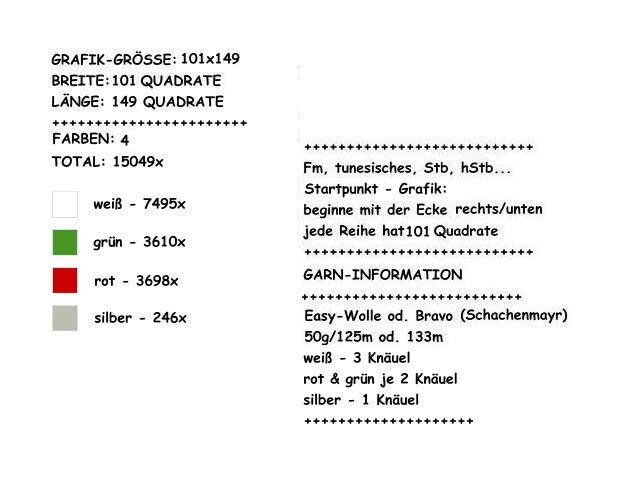 ADVENTSKALENDER, Häkelmuster, Grafik für fM, Häkeldecke feste Maschen, Stäbchen (hStb) mit geschriebener & Farb-Block Anleitung