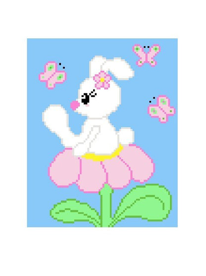 BUNNY SUE - HASE, Häkelmuster, Grafik für C2C, Häkeldecke Ecke zu Ecke,  mit geschriebener & Farb-Block Anleitung
