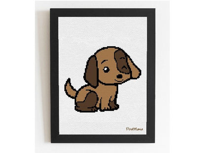 Hund - Puppy modernes KREUZSTICH MUSTER - Tierbild, Hundestickbild, Welpe