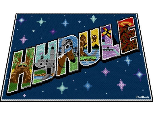 HYRULE - The Legend of Zelda inspirierte Decke, Häkelmuster, Grafik für C2C, Häkeldecke Ecke zu Ecke,  mit geschriebener Anleitung