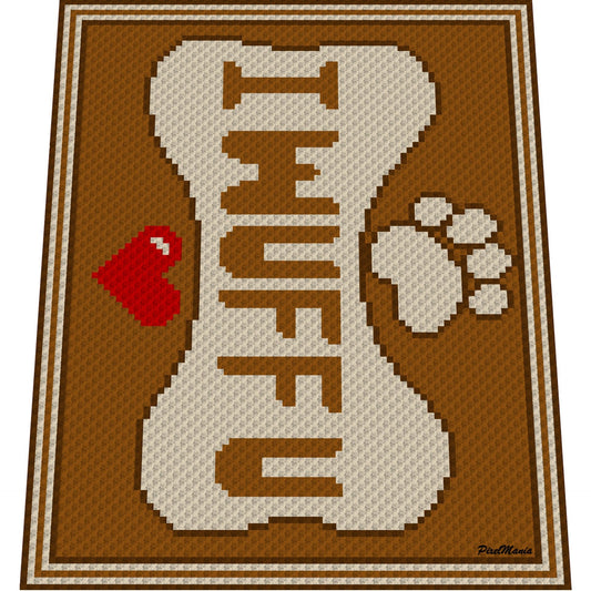 I WUFF U, Häkelmuster, Grafik für C2C, Häkeldecke Ecke zu Ecke,  mit geschriebener & Farb-Block Anleitung