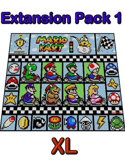 EXTANSiON Pack 1 - MARiO KART- XL Decke - Super Mario inspirierte XL-Decke, Häkelmuster, Grafik für c2c, Häkeldecke Super Mario, Gamerdecke