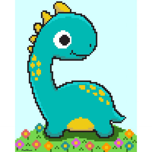DINO DippY - LONG NECK, Sc crochet pattern, graphic for Sc, crochet blanket single crochet, Tunisian, double crochet, sc & color block instructions